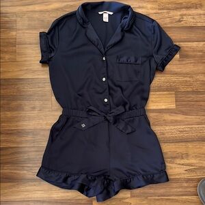Navy Blue Satin Romper